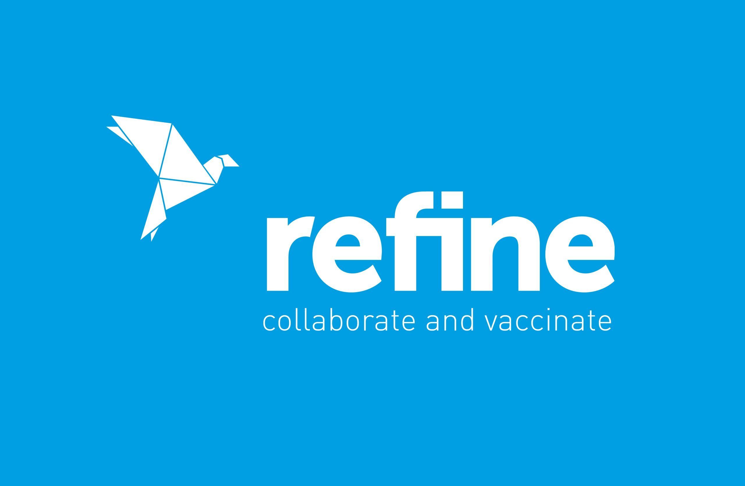 refine Logo auf blauem Hintergrund